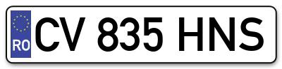 Placuta inmatriculare numar auto  CV-835-HNS, CV 835 HNS, CV835HNS