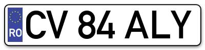 Placuta inmatriculare numar auto  CV-84-ALY, CV 84 ALY, CV84ALY
