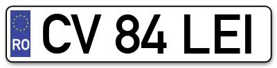 Placuta inmatriculare numar auto  CV-84-LEI, CV 84 LEI, CV84LEI