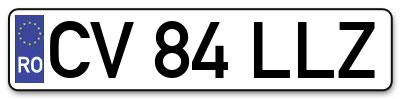 Placuta inmatriculare numar auto  CV-84-LLZ, CV 84 LLZ, CV84LLZ