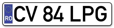 Placuta inmatriculare numar auto  CV-84-LPG, CV 84 LPG, CV84LPG
