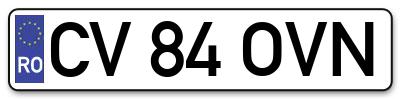 Placuta inmatriculare numar auto  CV-84-OVN, CV 84 OVN, CV84OVN