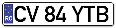 Placuta inmatriculare numar auto  CV-84-YTB, CV 84 YTB, CV84YTB