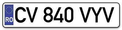 Placuta inmatriculare numar auto  CV-840-VYV, CV 840 VYV, CV840VYV