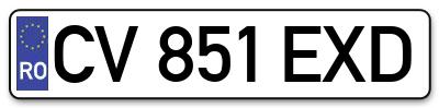 Placuta inmatriculare numar auto  CV-851-EXD, CV 851 EXD, CV851EXD