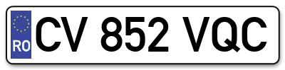 Placuta inmatriculare numar auto  CV-852-VQC, CV 852 VQC, CV852VQC