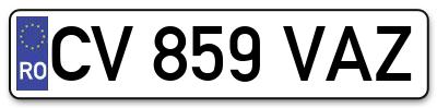 Placuta inmatriculare numar auto  CV-859-VAZ, CV 859 VAZ, CV859VAZ