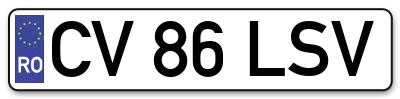 Placuta inmatriculare numar auto  CV-86-LSV, CV 86 LSV, CV86LSV