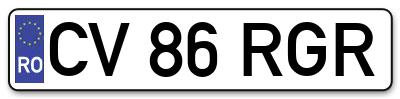 Placuta inmatriculare numar auto  CV-86-RGR, CV 86 RGR, CV86RGR