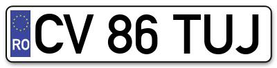 Placuta inmatriculare numar auto  CV-86-TUJ, CV 86 TUJ, CV86TUJ
