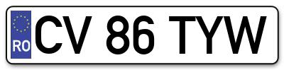Placuta inmatriculare numar auto  CV-86-TYW, CV 86 TYW, CV86TYW