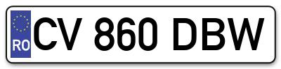 Placuta inmatriculare numar auto  CV-860-DBW, CV 860 DBW, CV860DBW