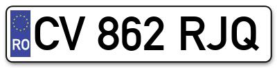 Placuta inmatriculare numar auto  CV-862-RJQ, CV 862 RJQ, CV862RJQ