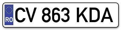 Placuta inmatriculare numar auto  CV-863-KDA, CV 863 KDA, CV863KDA