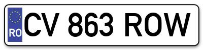 Placuta inmatriculare numar auto  CV-863-ROW, CV 863 ROW, CV863ROW