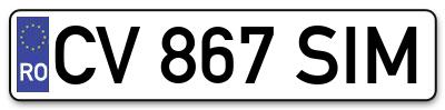 Placuta inmatriculare numar auto  CV-867-SIM, CV 867 SIM, CV867SIM
