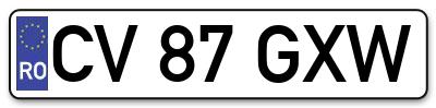 Placuta inmatriculare numar auto  CV-87-GXW, CV 87 GXW, CV87GXW