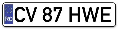 Placuta inmatriculare numar auto  CV-87-HWE, CV 87 HWE, CV87HWE