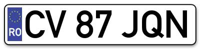 Placuta inmatriculare numar auto  CV-87-JQN, CV 87 JQN, CV87JQN