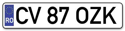 Placuta inmatriculare numar auto  CV-87-OZK, CV 87 OZK, CV87OZK