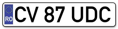 Placuta inmatriculare numar auto  CV-87-UDC, CV 87 UDC, CV87UDC