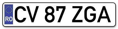 Placuta inmatriculare numar auto  CV-87-ZGA, CV 87 ZGA, CV87ZGA