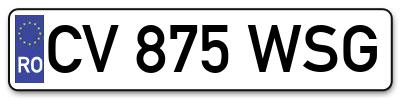 Placuta inmatriculare numar auto  CV-875-WSG, CV 875 WSG, CV875WSG