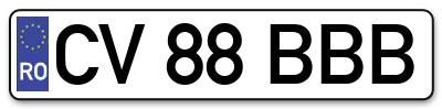 Placuta inmatriculare numar auto  CV-88-BBB, CV 88 BBB, CV88BBB