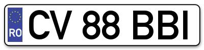 Placuta inmatriculare numar auto  CV-88-BBI, CV 88 BBI, CV88BBI