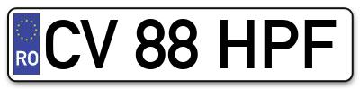 Placuta inmatriculare numar auto  CV-88-HPF, CV 88 HPF, CV88HPF