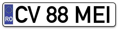 Placuta inmatriculare numar auto  CV-88-MEI, CV 88 MEI, CV88MEI