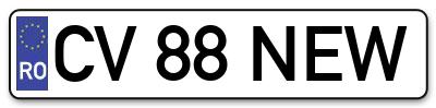 Placuta inmatriculare numar auto  CV-88-NEW, CV 88 NEW, CV88NEW