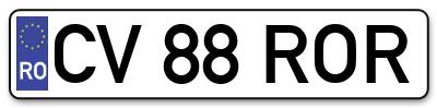 Placuta inmatriculare numar auto  CV-88-ROR, CV 88 ROR, CV88ROR