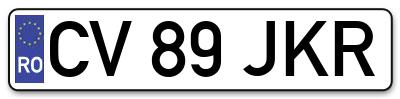 Placuta inmatriculare numar auto  CV-89-JKR, CV 89 JKR, CV89JKR