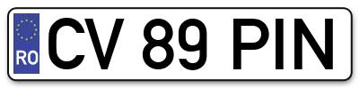 Placuta inmatriculare numar auto  CV-89-PIN, CV 89 PIN, CV89PIN