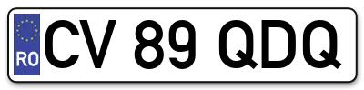 Placuta inmatriculare numar auto  CV-89-QDQ, CV 89 QDQ, CV89QDQ