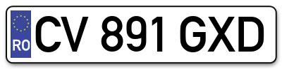 Placuta inmatriculare numar auto  CV-891-GXD, CV 891 GXD, CV891GXD