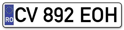 Placuta inmatriculare numar auto  CV-892-EOH, CV 892 EOH, CV892EOH