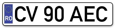 Placuta inmatriculare numar auto  CV-90-AEC, CV 90 AEC, CV90AEC
