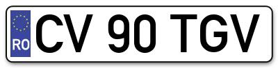 Placuta inmatriculare numar auto  CV-90-TGV, CV 90 TGV, CV90TGV