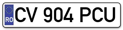 Placuta inmatriculare numar auto  CV-904-PCU, CV 904 PCU, CV904PCU