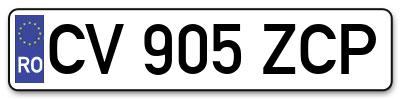Placuta inmatriculare numar auto  CV-905-ZCP, CV 905 ZCP, CV905ZCP