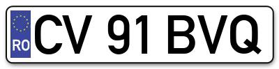 Placuta inmatriculare numar auto  CV-91-BVQ, CV 91 BVQ, CV91BVQ