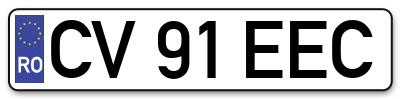 Placuta inmatriculare numar auto  CV-91-EEC, CV 91 EEC, CV91EEC