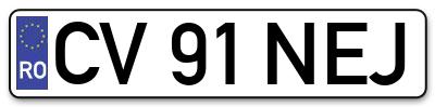 Placuta inmatriculare numar auto  CV-91-NEJ, CV 91 NEJ, CV91NEJ