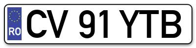 Placuta inmatriculare numar auto  CV-91-YTB, CV 91 YTB, CV91YTB