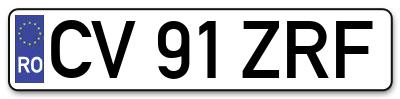 Placuta inmatriculare numar auto  CV-91-ZRF, CV 91 ZRF, CV91ZRF