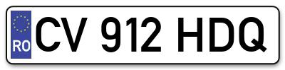 Placuta inmatriculare numar auto  CV-912-HDQ, CV 912 HDQ, CV912HDQ