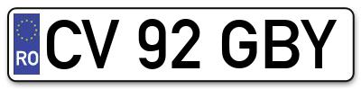 Placuta inmatriculare numar auto  CV-92-GBY, CV 92 GBY, CV92GBY