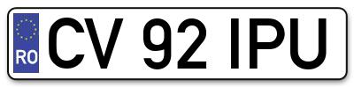 Placuta inmatriculare numar auto  CV-92-IPU, CV 92 IPU, CV92IPU